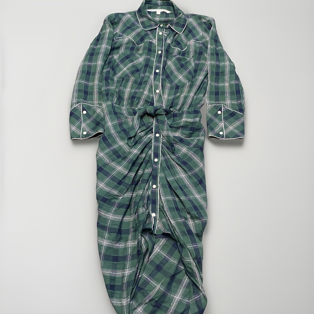 Plaid Button-Up Shirt Dress